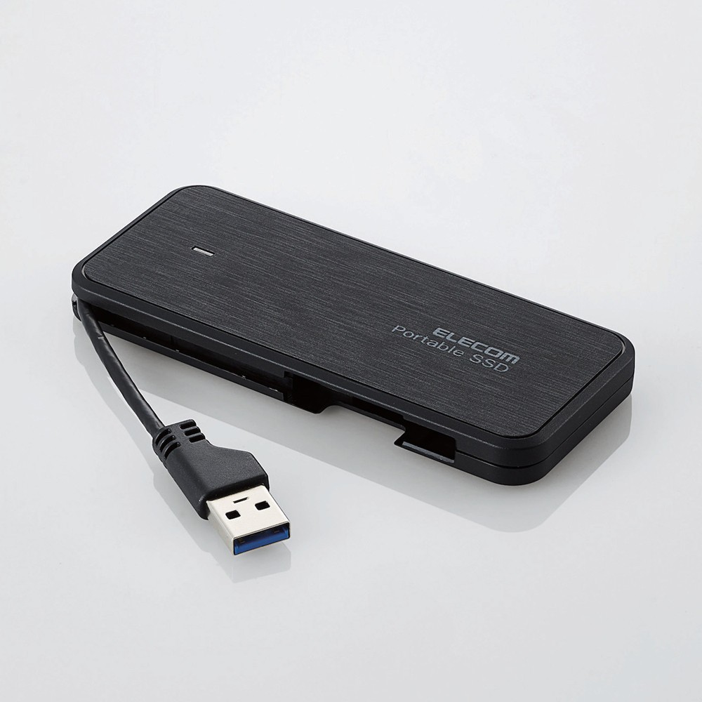 エレコムからケーブル一体型のポータブルSSD　外付けHDDの約4倍の高速データ転送