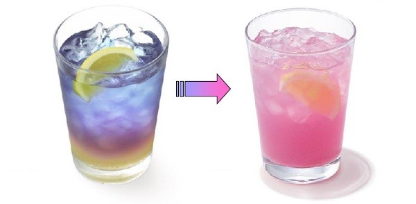 レモン果汁の力でピンクに
