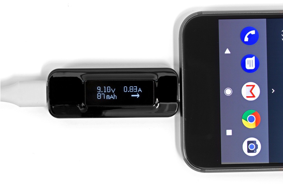 充電できてる？スマホにさして簡単チェック　USB Type-C電圧・電流チェッカー