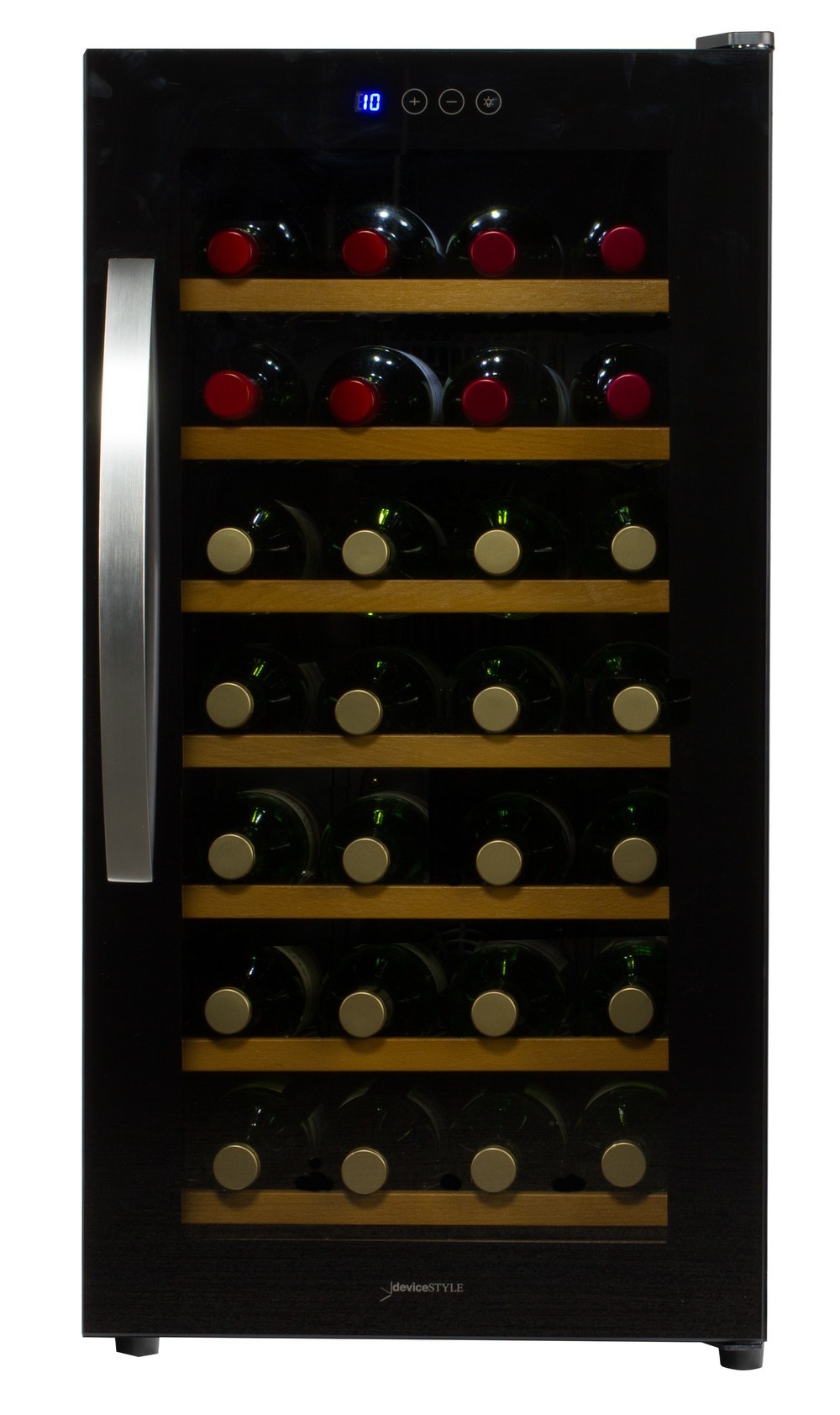 外気温に応じて冷却、加温を自動制御　28本収納可能なワインセラー