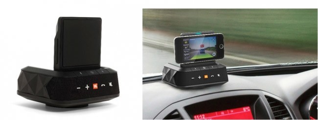 運転支援やドラレコ、ナビアプリに適したホルダー一体型・車用Bluetoothスピーカー