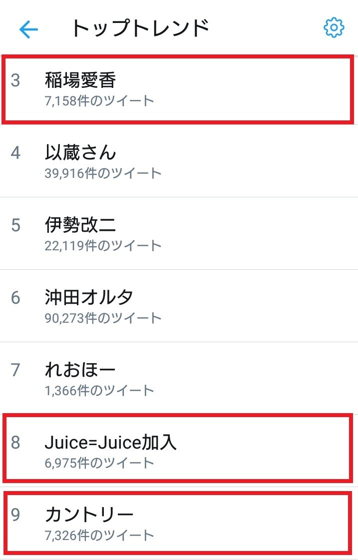 6月13日22時ごろのツイッタートレンド欄