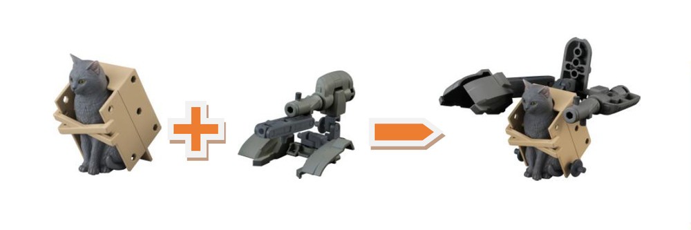 「ねこ」フィギュアに「ぶそう」パーツを装備　新感覚ホビー