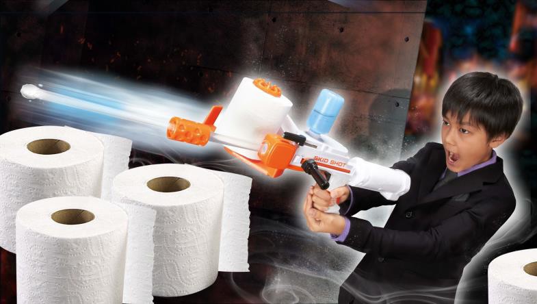 トイレットペーパーを弾のように飛ばす　シューティングトイ
