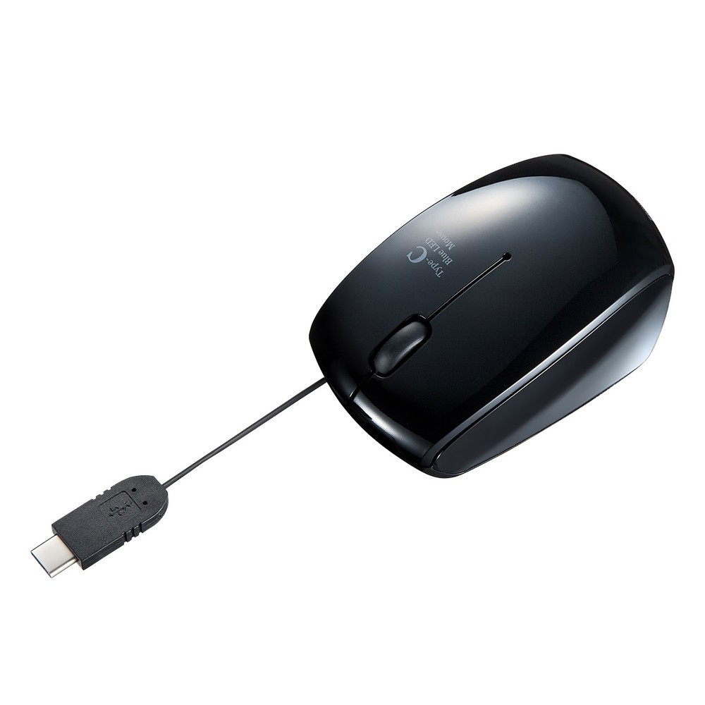 USB Type-Cコネクター搭載　ケーブルは巻き取り可能なマウス