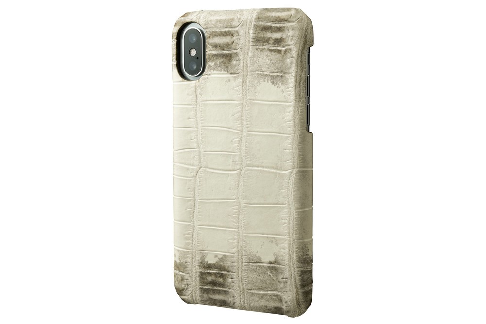 グラデーションが特徴のワニ革「ヒマラヤ」使用　シェル型iPhoneケース