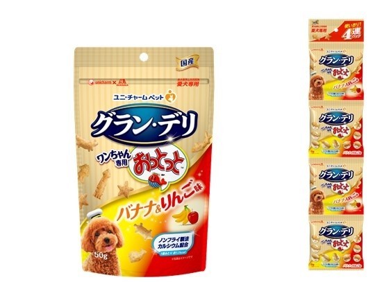 「ワンちゃん専用 おっとっと」にフルーツ味登場　バナナ&りんご