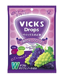 ミントと緑茶、ポリフェノール配合　「ヴイックスのど飴　2種のグレープアソート」