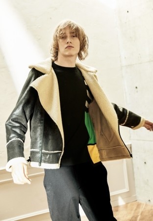 軽い・暖かい・ゆるいライダースブルゾン　エコムートン素材を使用