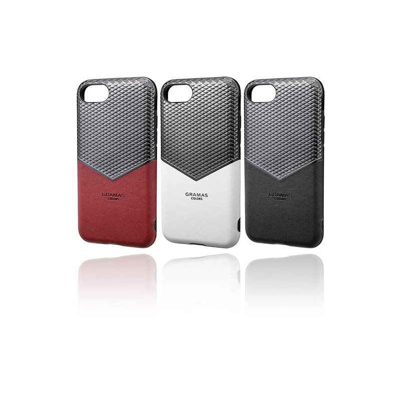 ブラッククロムと本革の組み合わせ　V字デザインのiPhoneケース