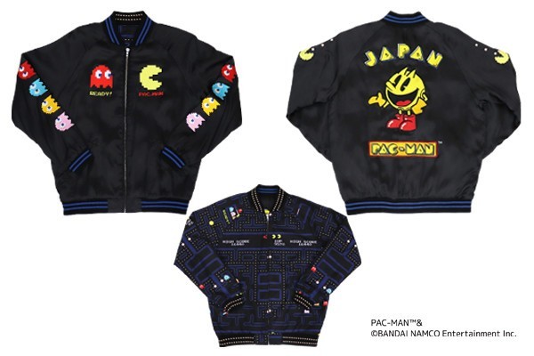 「パックマン」を総刺しゅうであしらったスカジャン