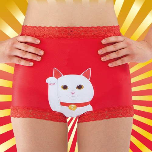 年末年始は「勝負下着」で幸運を手に　赤×白い招き猫イラストの「開運タッグ」