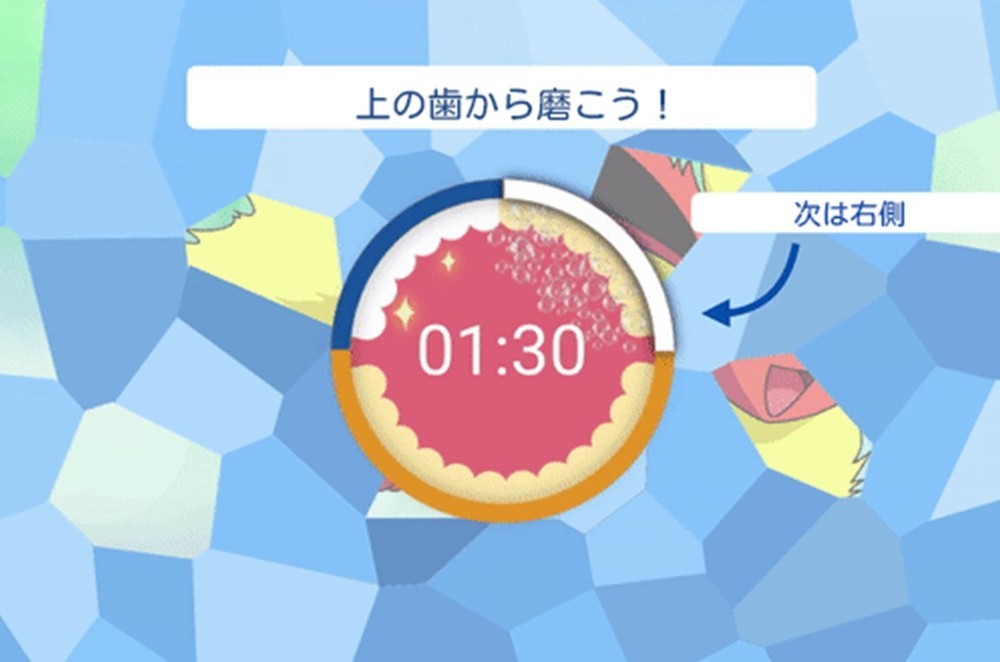 タイマーに合わせて2分間歯磨きをすると…