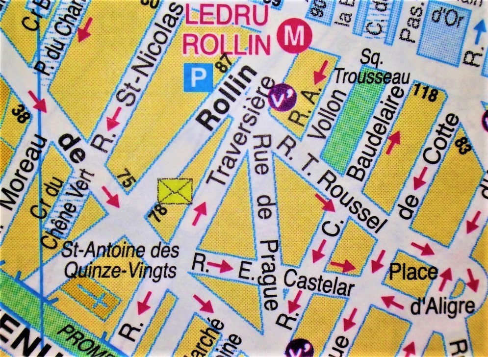 狐野さん紹介の店はバスチーユ広場の近く、Rue de Prague（プラハ通り）にある