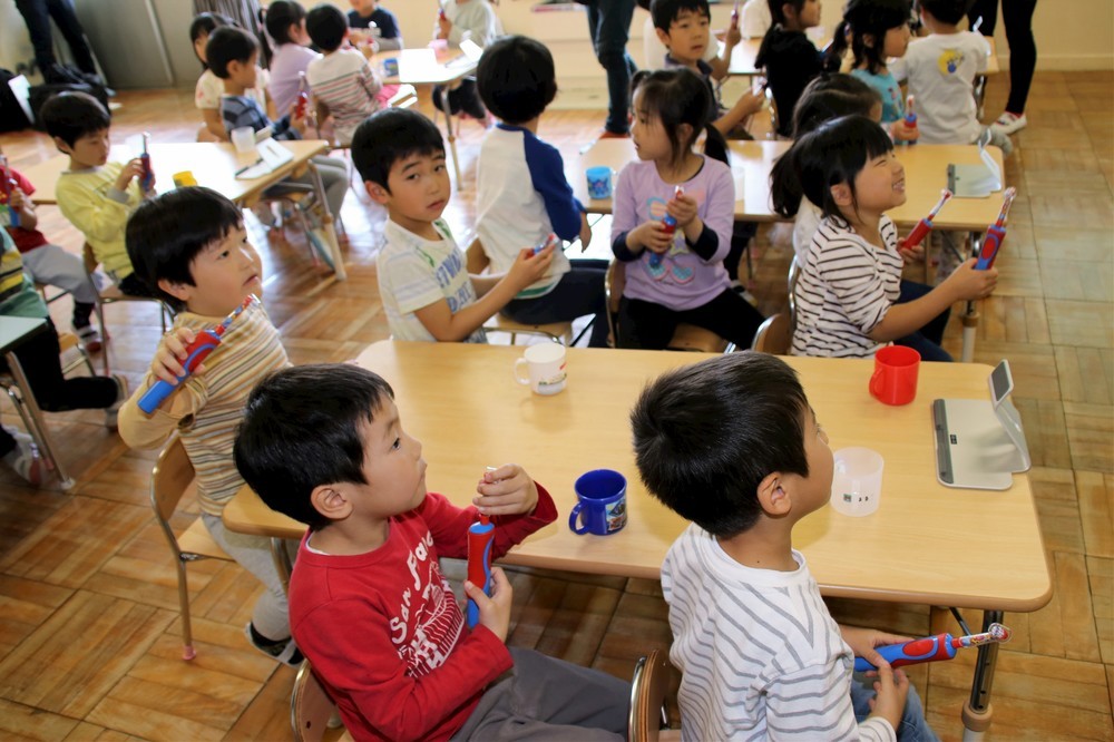 園児たちからは「早く歯みがきしたーい！」の声が相次いだ