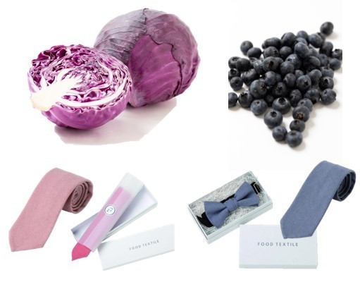 紫キャベツ、ブルーベリーで染めたネクタイ、アクセサリー（オリジナル商品）