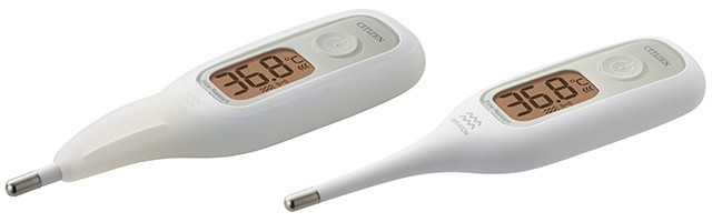 音声に加え振動でも検温終了を通知する体温計