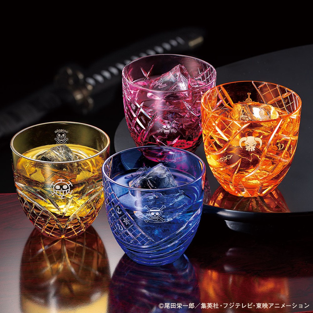 「ワンピース」4人のキャラをイメージした江戸切子グラス