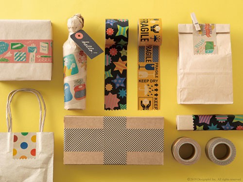 クラフト素材のポップなテープ　梱包用の箱や袋を手軽に装飾