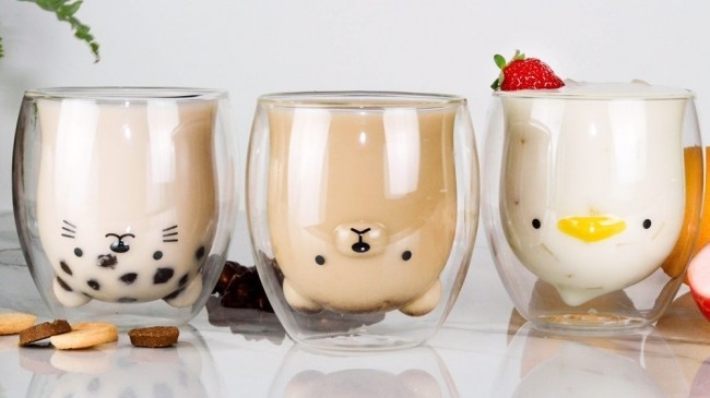 ドリンクを注ぐと動物が現れるグラス ガラス伝統工芸品職人の手作り: J