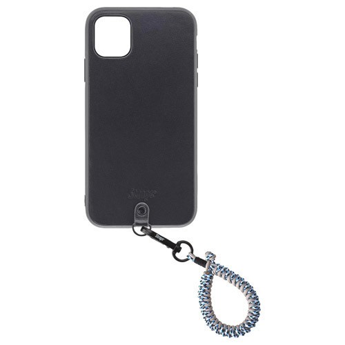 本革製iPhoneケースとカラフルなフィンガーストラップのセット