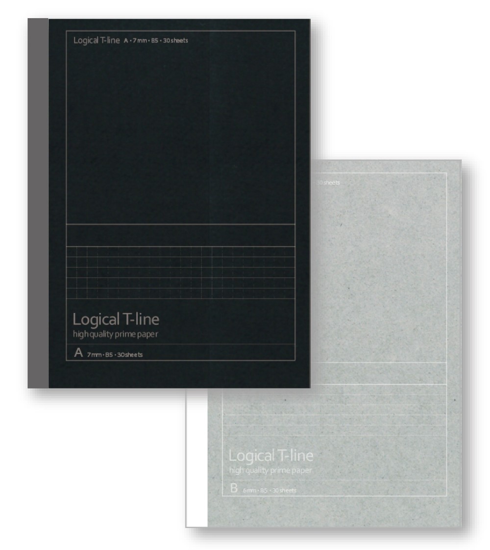 「ロジカル・Tラインノート」　斜めから照明当てると縦横ライン浮かび上がる