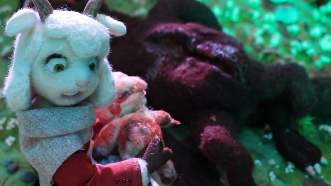 見里朝希さんのフェルトパペットアニメーション作品「マイリトルゴート」より(2)