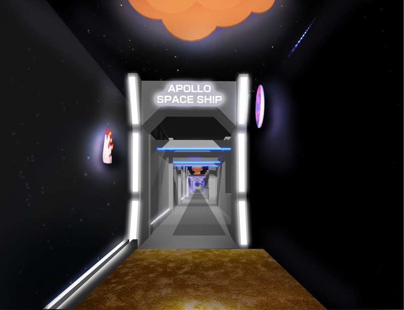 ゲートには「APOLLO SPACE SHIP」の文字が