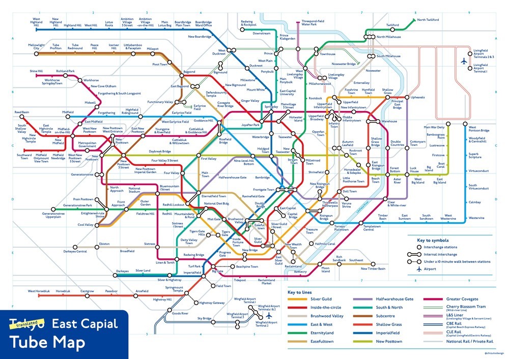 一体どこの地下鉄？英語の路線図が話題（画像は@chizutodesignさん提供）