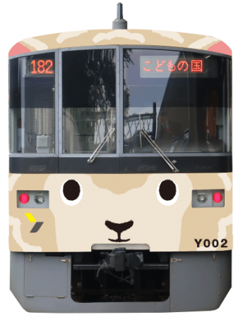 見た目が丸ごと羊のラッピング電車　東急電鉄「ひつじでんしゃ」