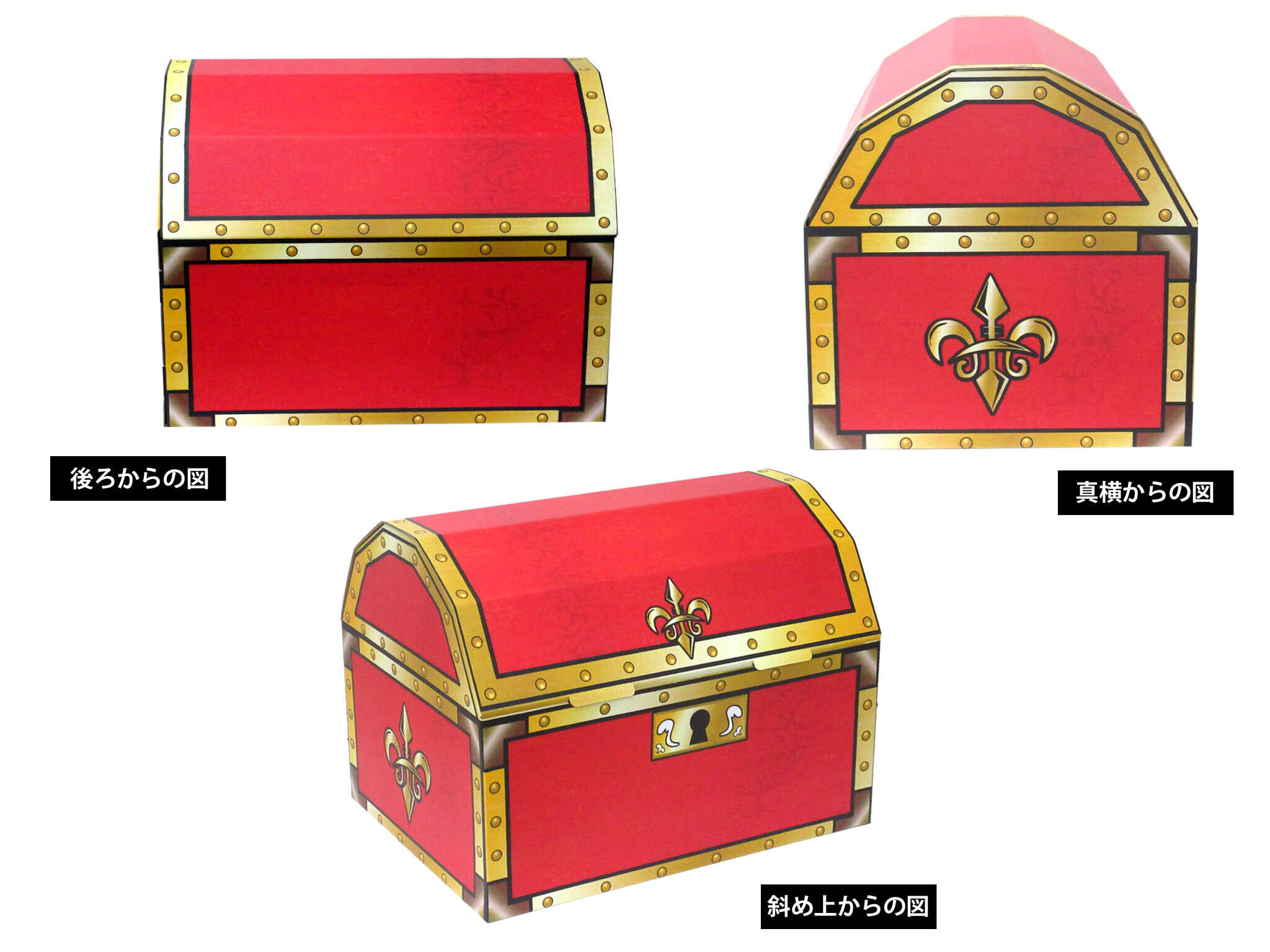 宝箱を三方向から見た図