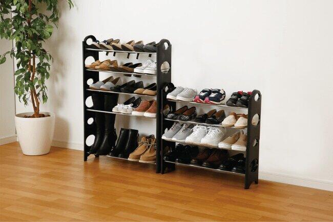 好きな高さに変えられる　「分割できるシューズラック」
