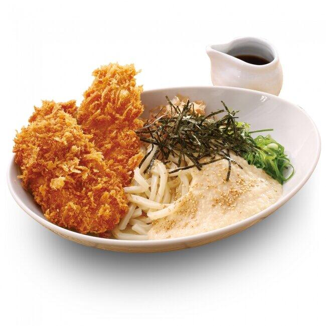 とろろ×ささみカツ2枚　かつや「ささみカツ冷やしぶっかけうどん」