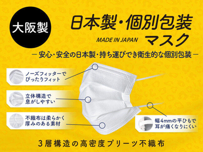 マスクは大阪府豊中市の工場で製造