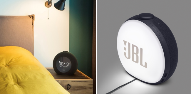 モダンなデザインのアラームクロック付き　「JBL」ブルートゥーススピーカー