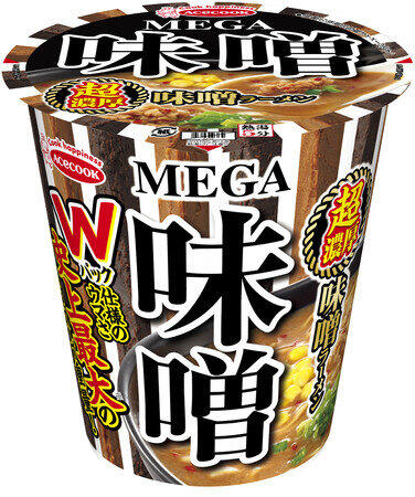 史上最大の液体スープ重量　エースコック「MEGA」シリーズから「味噌」テーマの1杯