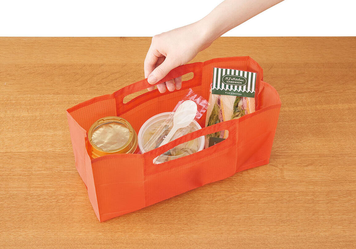 財布に収納可能なマチ付きエコバッグ　キングジム「パッタン」折り畳みラクラク