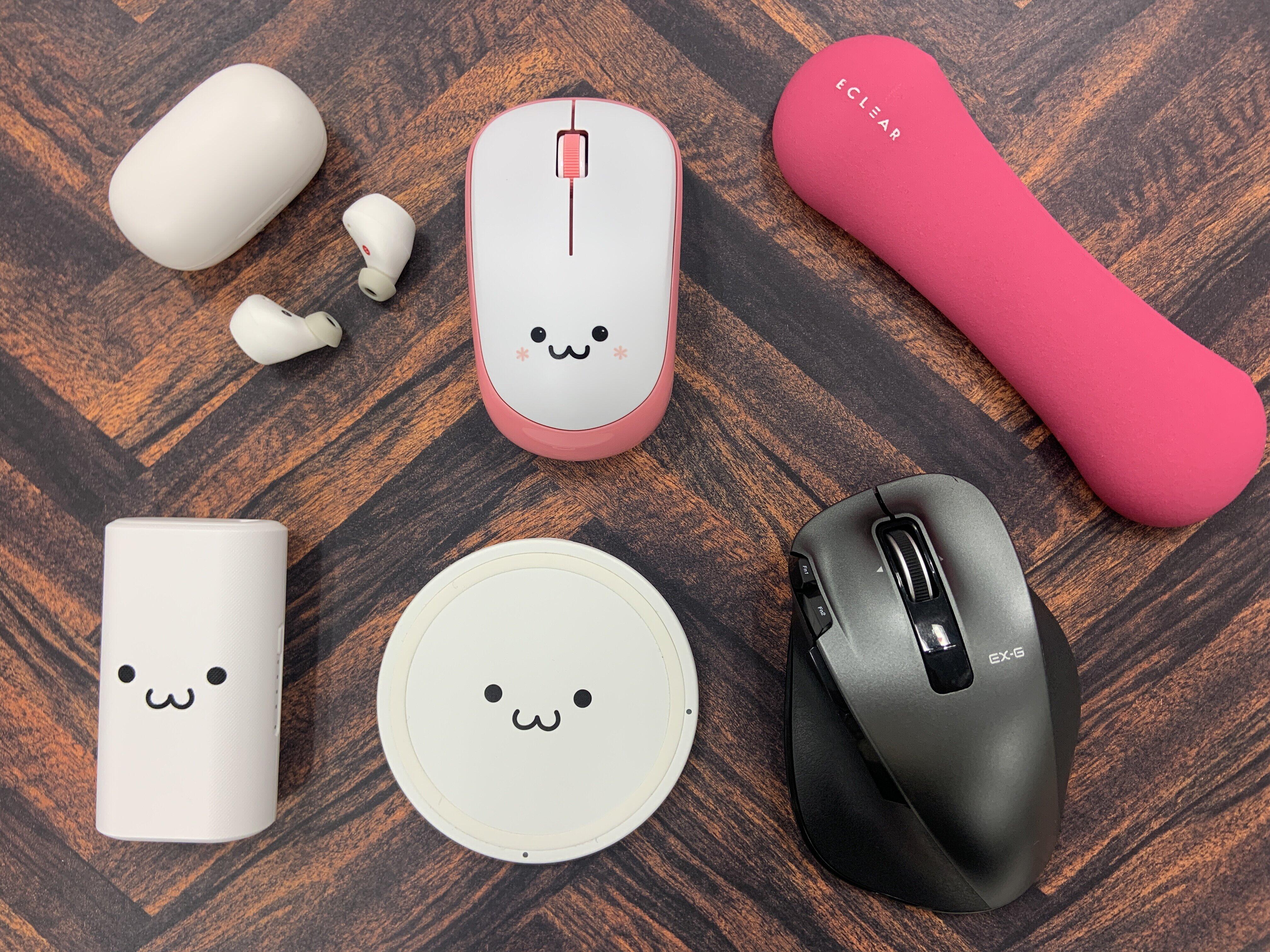 エレコム製品の一例。顔が描かれているのは、同社オリジナルキャラクター「しろちゃん」