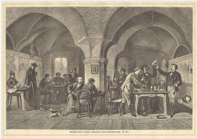 ファウストの「アウエルバッハの居酒屋」の場面を描いた絵