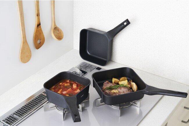 四角いフライパン「sutto」　収納も調理も便利