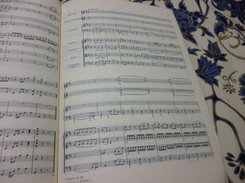第2楽章頭は、同年に亡くなった大バッハの息子、J.C.バッハのオペラを織り込んでオマージュとしている。ここにも「ファゴットは自由に」の書き込みがあり、管弦楽の編成に自由度をもたせた配慮がうかがえる