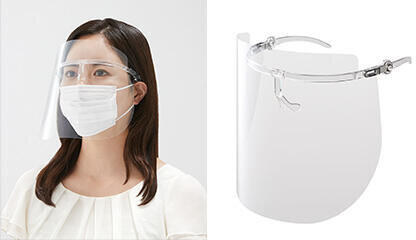 「メガネタイプ フェイスシールド」　サッと装着、マスクとも併用可能