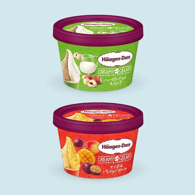 「ハーゲンダッツ CREAMY GELATO」　ジェラートショップの2種盛りイメージのカップ