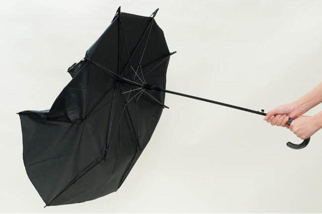 ⾵圧により損傷しない「折れても戻る抗ウイルス傘」