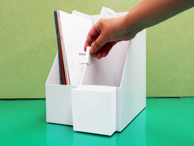 ファイルボックスをより便利に　小物入れポケット3種と連結固定パーツ