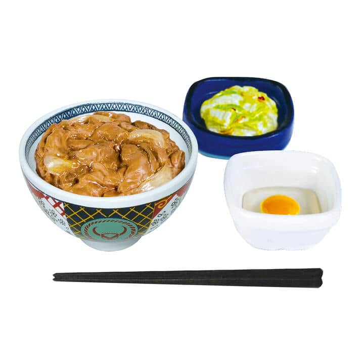 「吉野家」牛丼や焼魚定食がミニフィギュア化　どんぶりの模様やロゴ細かく表現