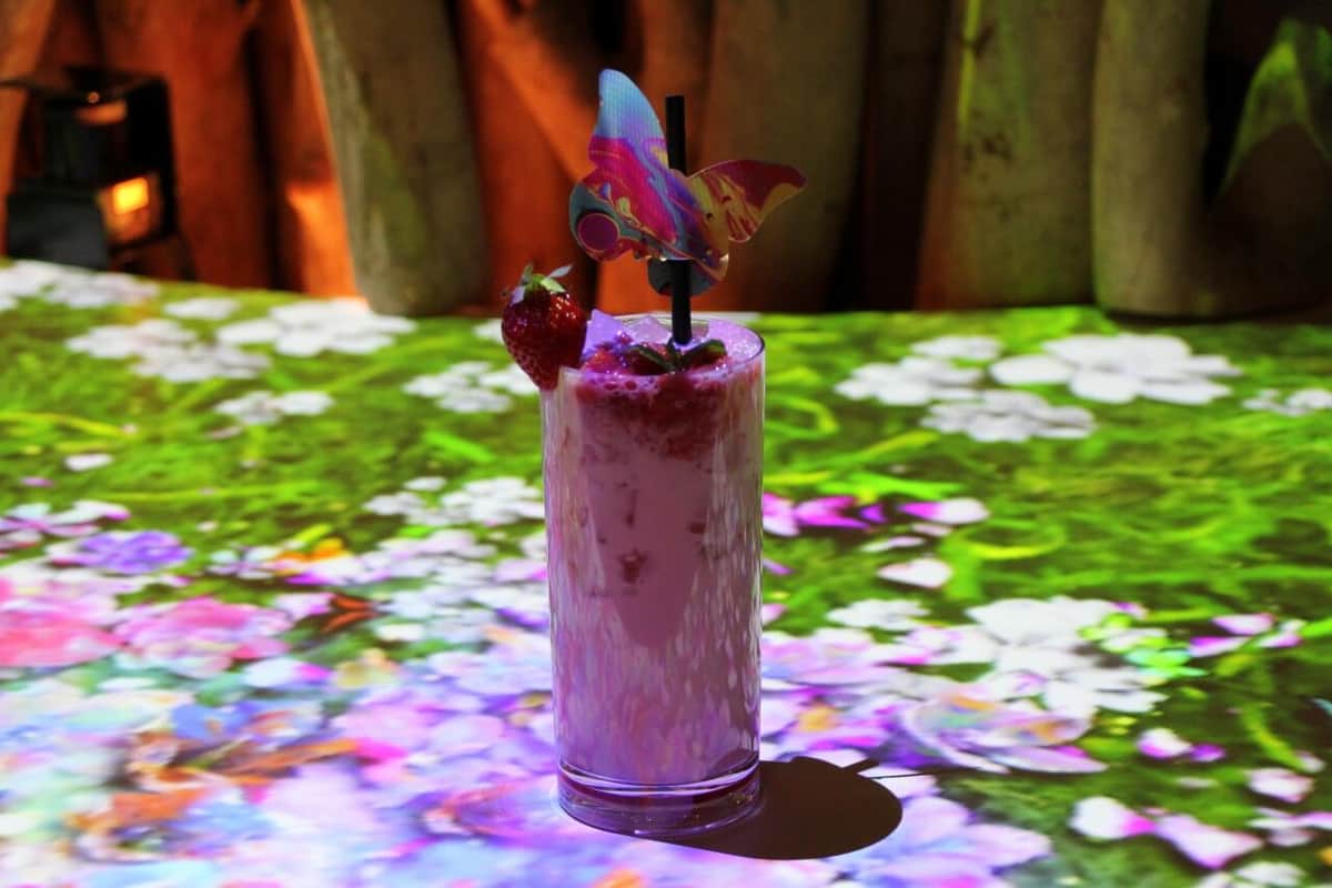 「森のファンタジアカフェ」でプロジェクションマッピングを楽しみながらベリーベリーソーダで喉を潤す