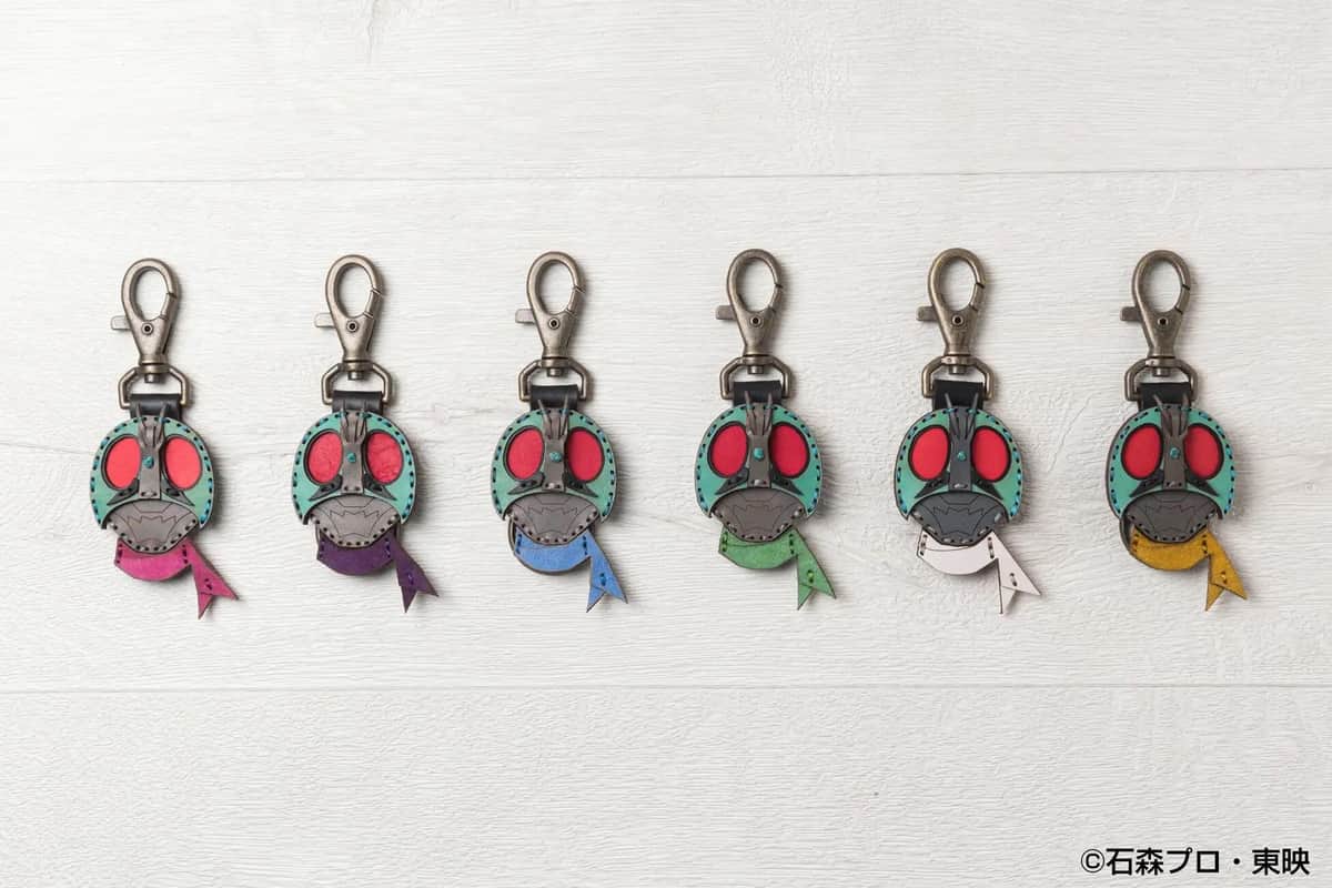 仮面ライダーレザーキーホルダー　「ショッカーライダーNo.1～No.6」マフラーの色が違う