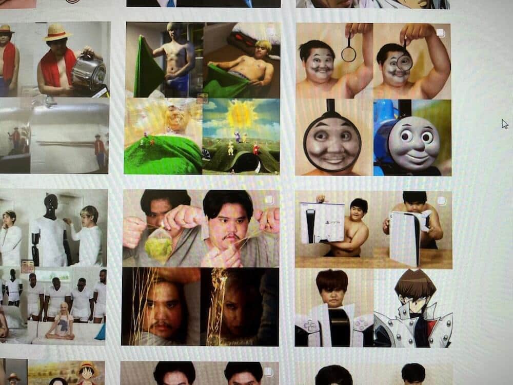 虫眼鏡越しの顔が「きかんしゃトーマス」、PS5越しの撮影で「海馬瀬人」 