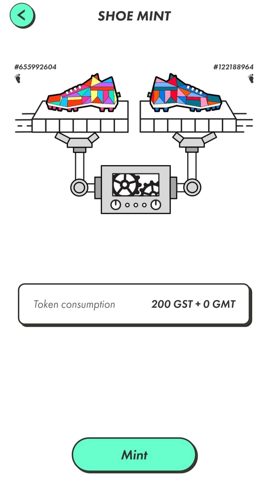2足のスニーカーをmint（配合）すると、新しいスニーカーが生まれる